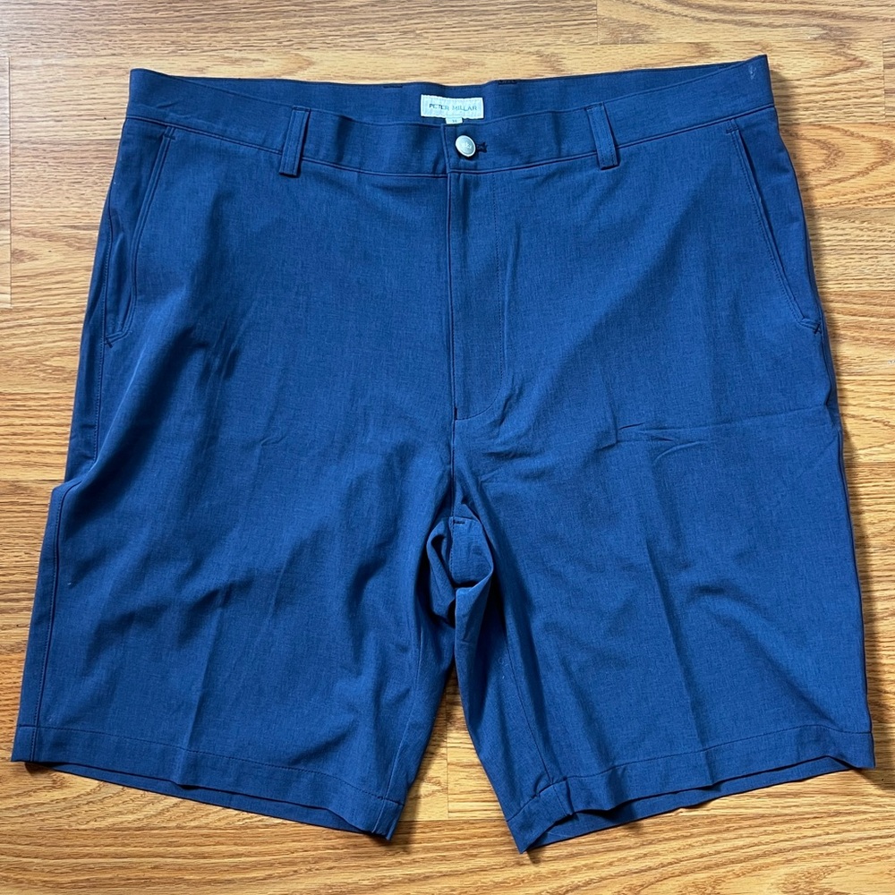 Peter Millar Shackleford Performance Hybrid Short Size 34 Blue Golf Performance